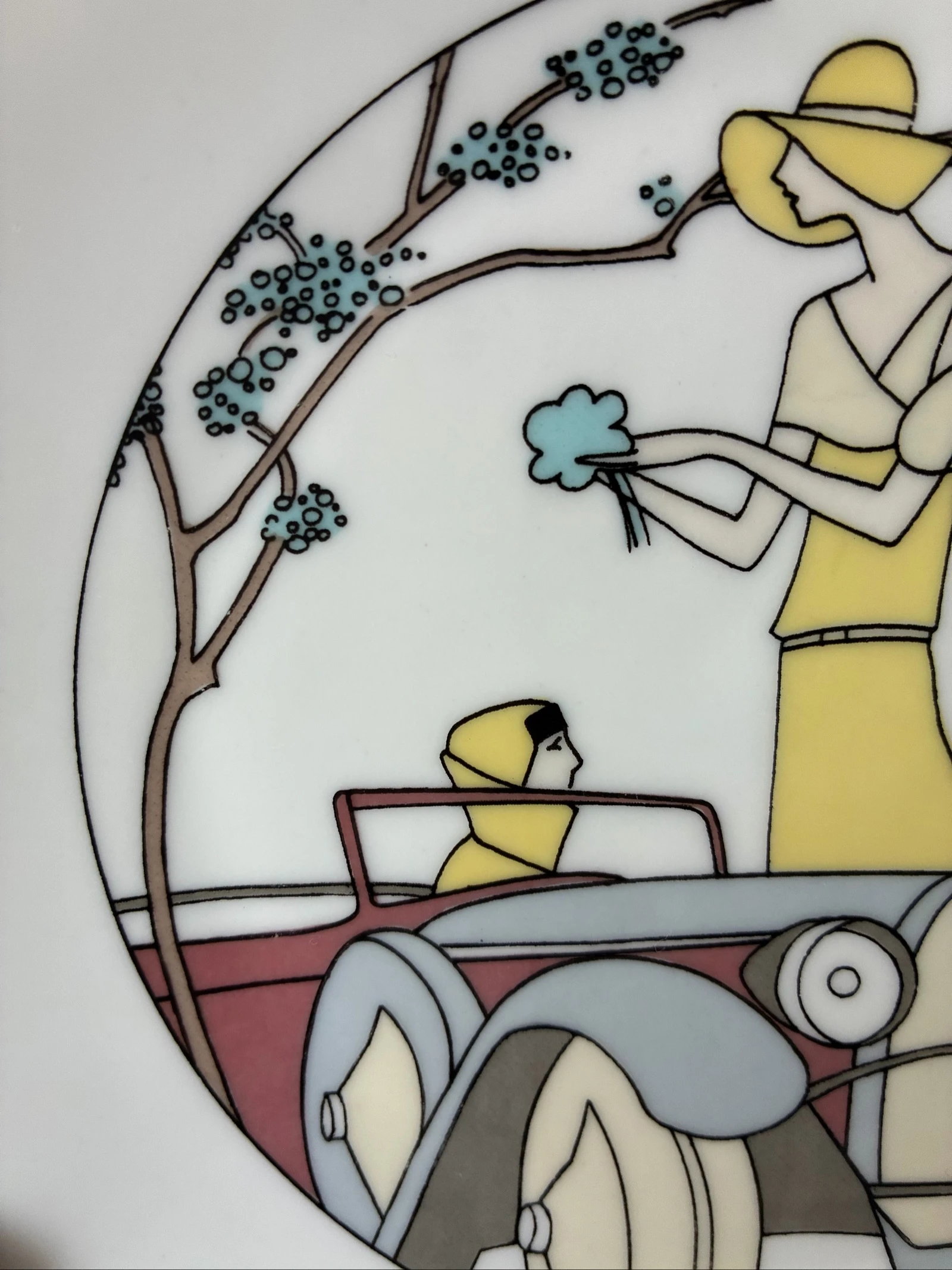 Vintage Art Deco Bugatti porcelain plate – Jacques Lobjoy France – photo 3